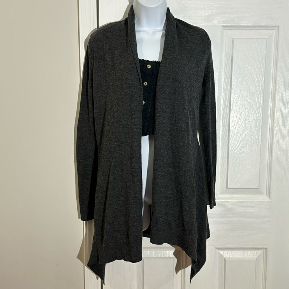 Theory Womens Gray Wool open front Cardigan‎ Sweater size SP